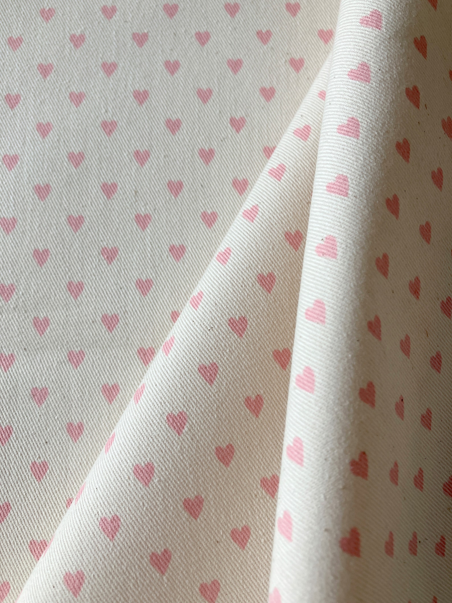 Organic Cotton Twill Fabric for Craft Projects, Sewing, Heart Print - Etsy