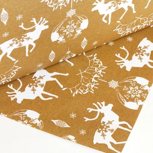 Recycled Wrapping Paper, Christmas Reindeer Baubles and Snowflakes, eco friendly inks image 8