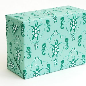 Recycling Geschenkpapier, Schildkröte Ozean Aquamarin, umweltfreundliche Tinten, plastikfrei