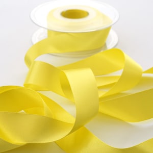 Lemon Yellow Double Satin Ribbon 25mm (1 inch) width, Berisfords shade no. 5