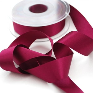 Wine Red Double Satin Ribbon 25mm (1 inch) width, Berisfords shade no. 17