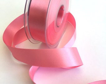 Double Satin Ribbon 25mm (1 inch) width, Berisfords shade no. 401 Dark Rose