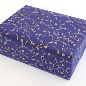 Lokta Wrapping Paper, Gold Floral on Cornflower Blue, Hand made and Fair Trade image 2