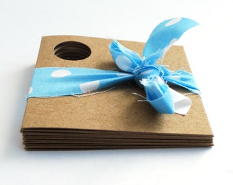Gift Tags, Recycled card folded swing tags, large hole, natural Kraft manilla