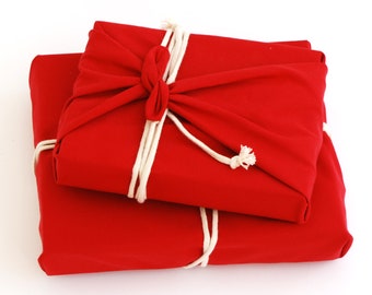 Reusable Cotton Gift Wrap, zero waste plastic free gift wrapping Valentines Red