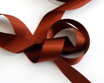 Double Satin Ribbon 25mm (1 inch) width in Hot Chocolate, Berisfords shade no. 488