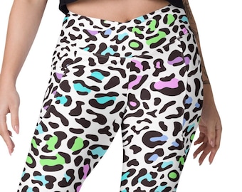 Pastel Animal Print v waist leggings with pockets