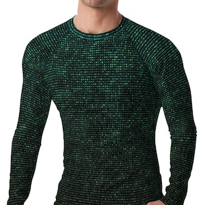 Black green cyber tech print rash guard