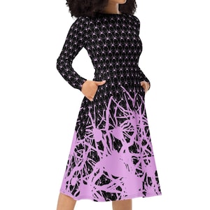 Spiders dress. Long sleeve midi length.
