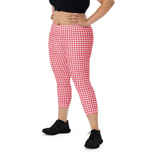 Gingham Print Capri Leggings