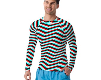 Chevron Glitch Rash Guard / Athletic Top