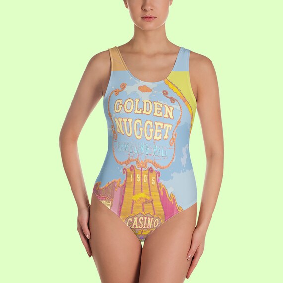 Vaporwave Swimsuit Golden Nugget One Piece Swimsuit Etsy