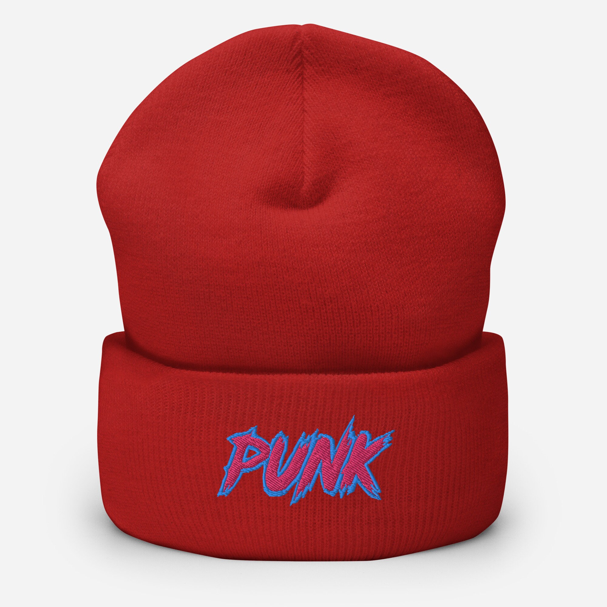 Punk Embroidered Cuffed Beanie - Etsy