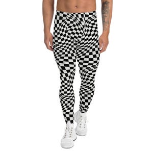 Schachbrett Op Art Mann Leggings. Premium-Qualität.