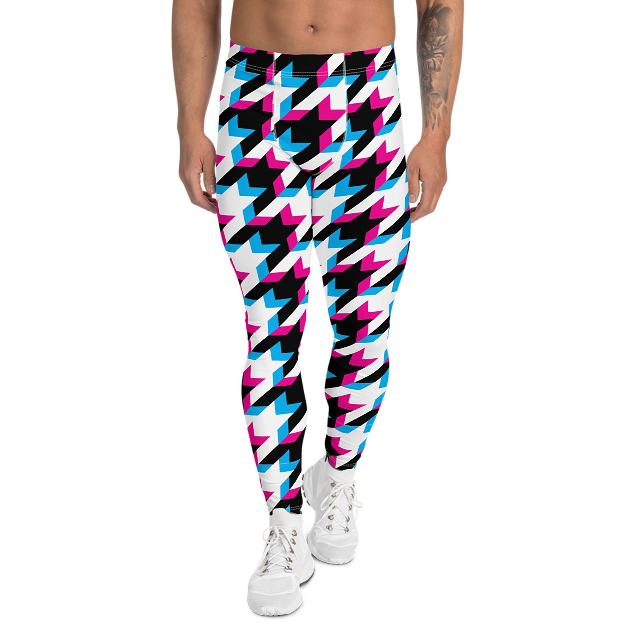 Houndstooth Womens Leggings All Over Print Purple Pink Houndstooth