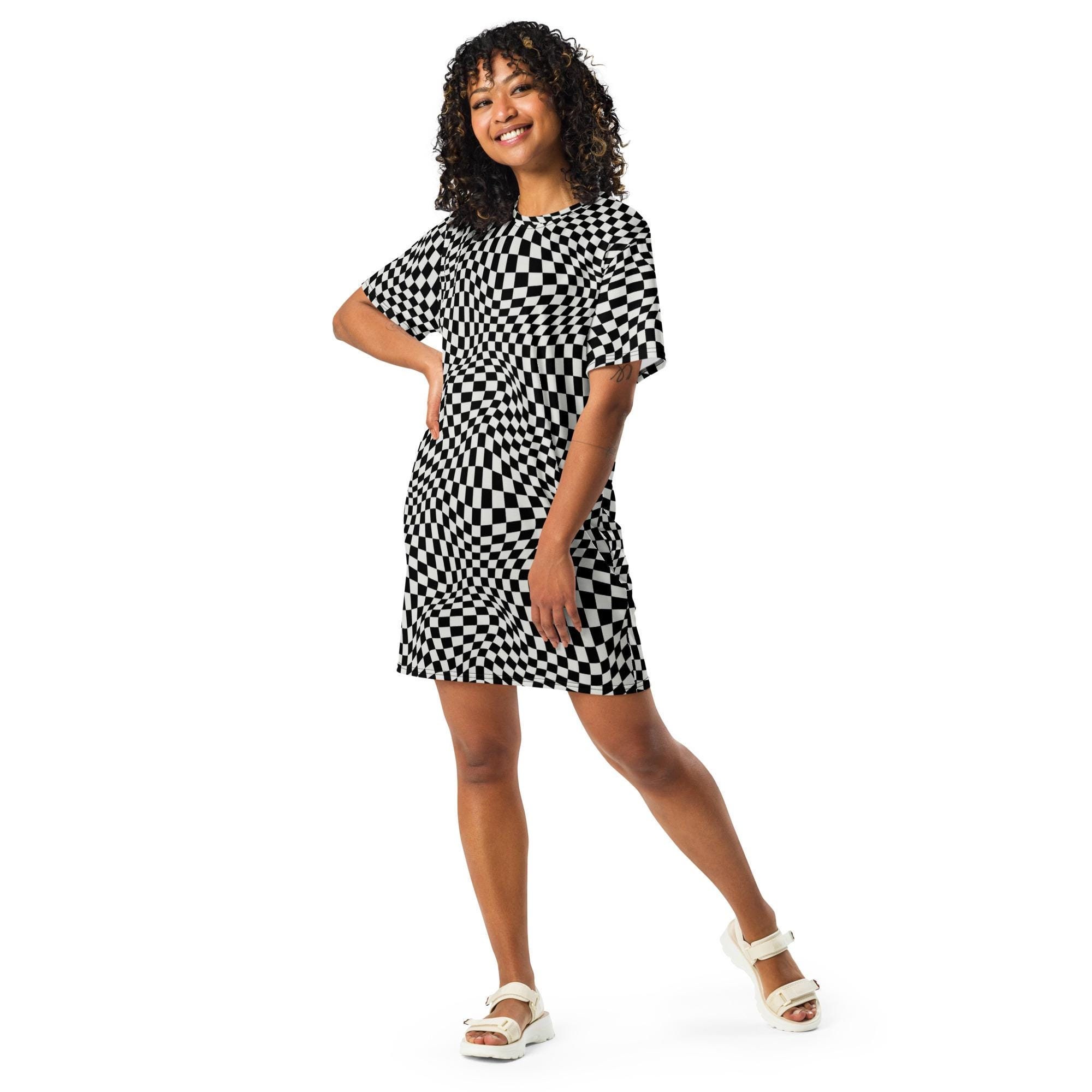 Checkerboard 60s Dress Black White - Etsy