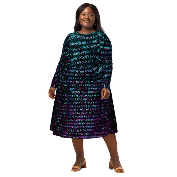 Midi Dress Purple And Black Plus Size Dress Pretty SEVYN|Plus Size Lace  Flutter Sleeves
