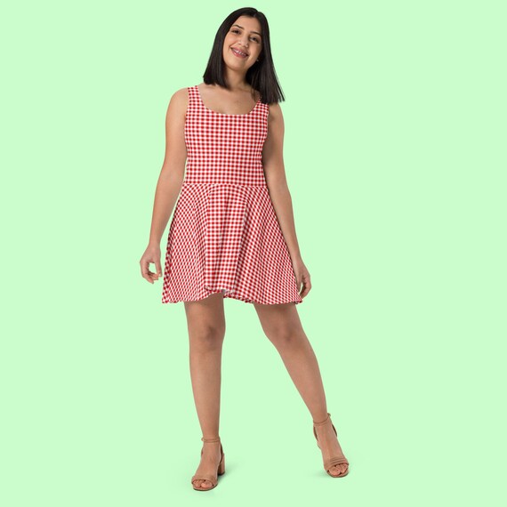 Gingham Print Skater Dress