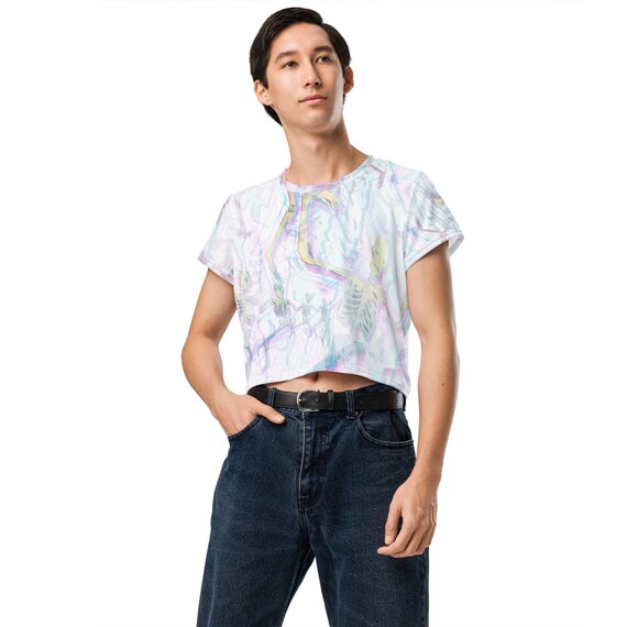 Dancing Skeleton Graphic Crop Tee