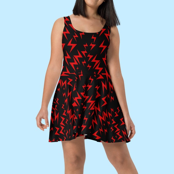 Red Bat Skater Dress, Gothic Dress, Quirky Dress, Summer Dress