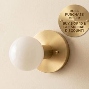 Minimalist Brass Wall Sconce Flush Mount Ceiling Light, Mid Century Modern Bare Bulb Vanity Socket, Gold Sconce Holder, Hardwired Fixture