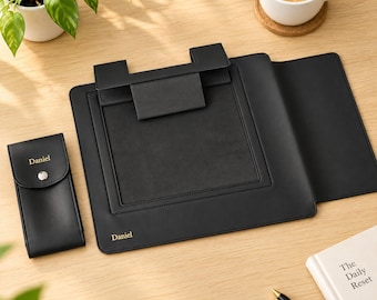 Personalized Laptop Case with Stand and Mouse Pad, Custom Name Work Sleeve, Corporate Gift for Boss or Coworker