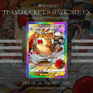 TCG Pocket Physical Custom Card Rainbow Team Rocket's Raticate EX Team Rocket's Ambition | Högkvalitativt proxy-samlarkort