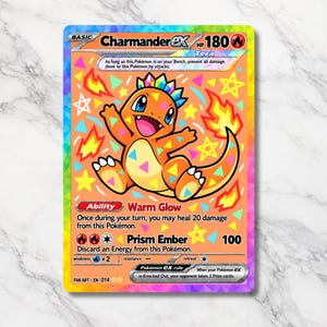 Charmander Full Art Proxy Card – Geïnspireerd door Prismatic Evolutions – Aangepaste Pokémon cartoon fanart