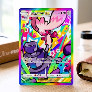 TCG Pocket Physical Custom Card Full Art Rainbow Tinkaton EX Shining Revelry | High Fidelity Proxy-samlarkort för pärmdisplay