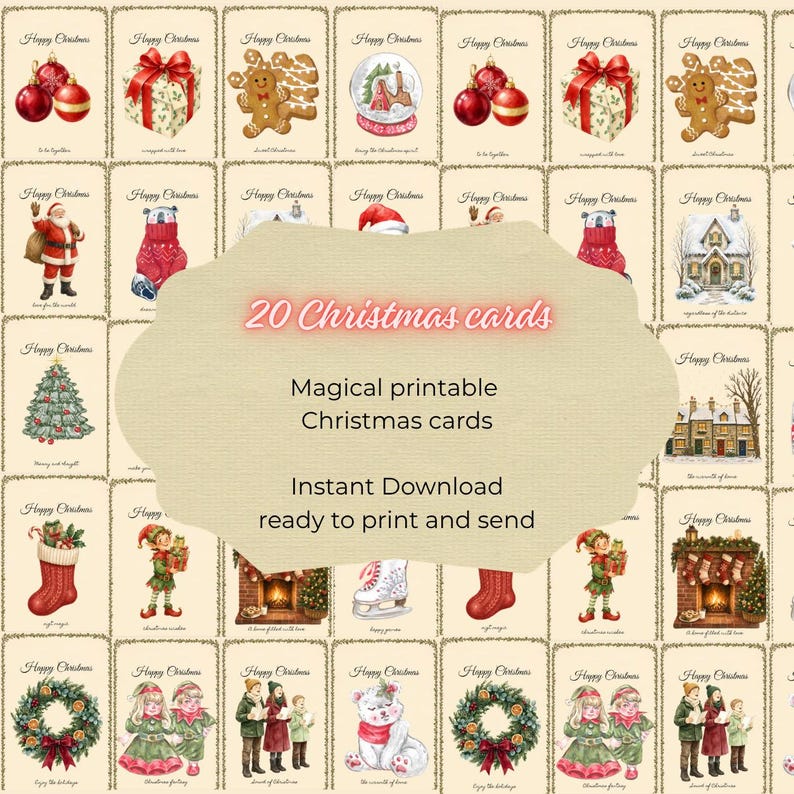 Send It Sticker Pdf 20 Christmas Cards, 81 christmas fussy cut, Printable Santa Claus ...