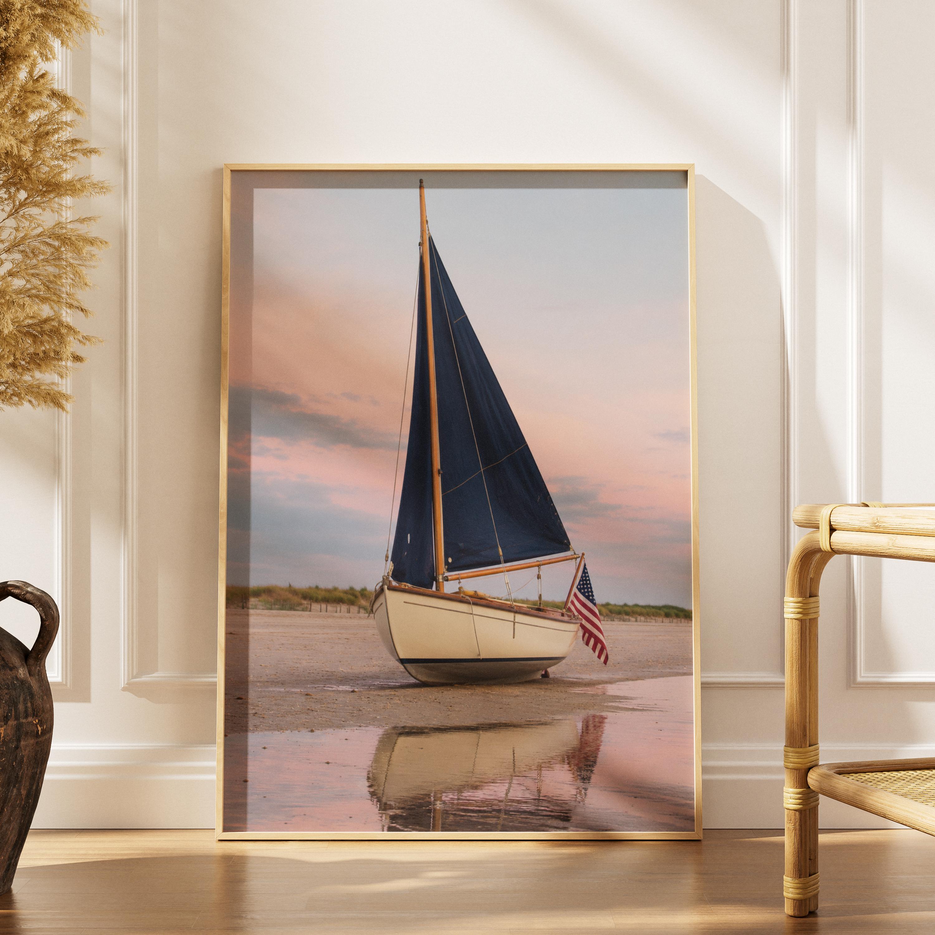  Navy 手描きアート作品 フレーム付き Navy Blue Sailboat Prints - Etsy