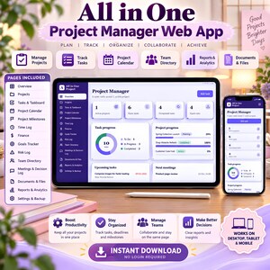 Multi Project Tracker Web App, Task Manager Dashboard, Kanban Board, Gantt Chart, Budget Planner, Workflow Organizer