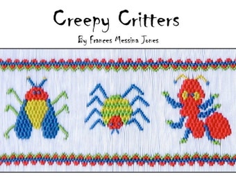 CREEPY CRITTERS by Frances Messina Jones     A Smocking Plate or Design with a Graph  to use to Smock for that Insect Loving Little one