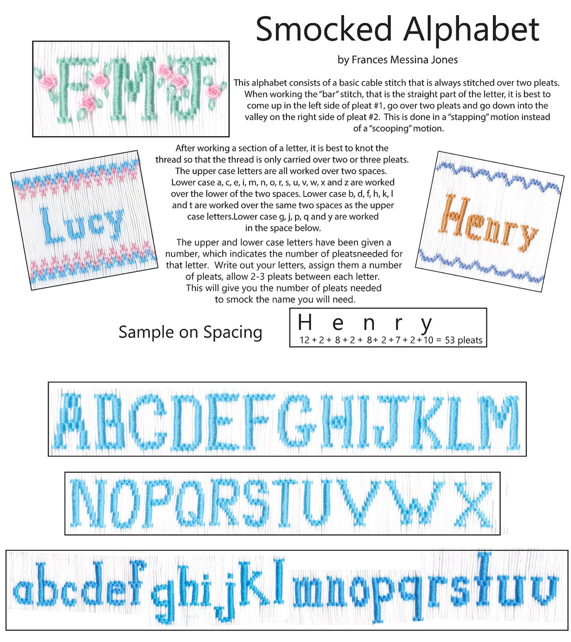 Smocking Alphabet Smocked Alphabet Smocking Plate by Frances Messina Jones - Etsy