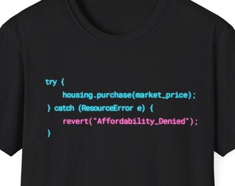 JavaScript Housing Loop T-Shirt, Economics Programmer Streetwear, Affordability Exception Coding Tee, Tech Software Engineer Boxy Top
