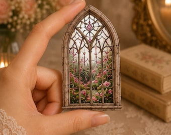 Gotisches Buntglasfenster (STL-Datei), Miniatur-Bogen im viktorianischen Stil, Puppenhaus im Maßstab 1:12 (Digitaler Download)