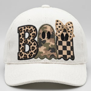 Boo Ghost Applikation Broderi Design, Leopard Camo Buffalo Rutig Ghost Trio, Halloween Maskinbroderi Fil, Spooky Digital Nedladdning