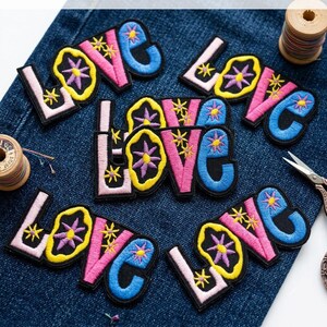 Embroidered Patch Kit for Jackets, Love Peace Iron-On Applique Set, DIY Clothing Customization, Retro Sewing Supplies, High Quality Patch