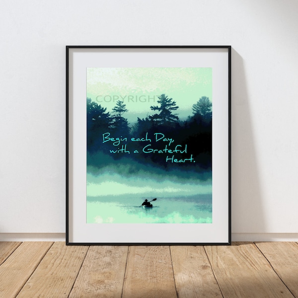 Grateful Heart Giclée Print: Forest Lake Kayak Photo Art (5x7" Satin Finish)