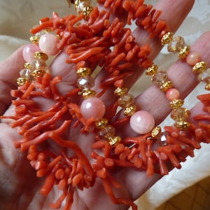 30-50mm Natural Orange Branch Coral Necklace for Women 18 Long Necklace  Jewelry