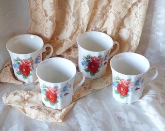 Royal Grafton Bone China Mugs - Floral Tea Coffee Cups, Set of 4