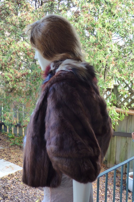 Vintage Mahogany brown rabbit fur stole wrap - We… - image 3