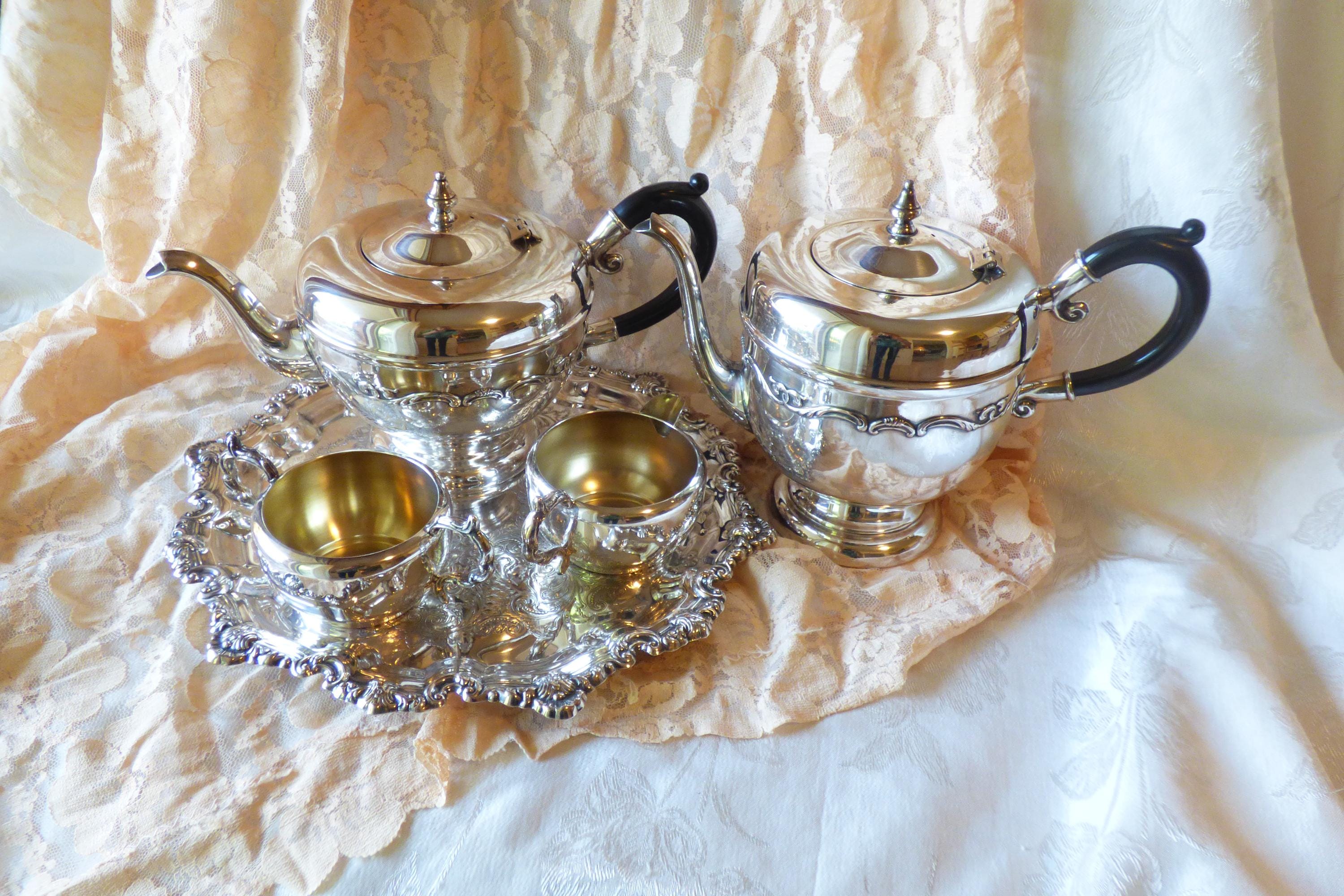 Art Deco Viking Silver Plate Tea & Coffee Set With Bakelite