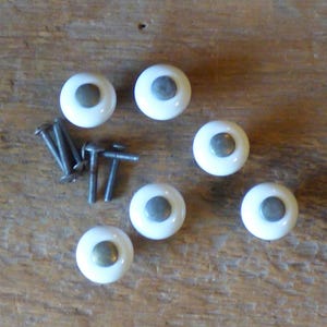 MCM Porcelain small cabinet knobs - set of 6 - 1 inch