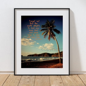 5 x 7&quot; - giclée photo print - Kahlil Gibran Quote -   beach, ocean palm tree