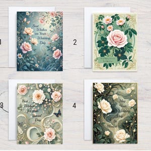 Cartes de mariage de style Art nouveau - Qualité photo finition satinée - 4 modèles - Roses - 5 x 7"