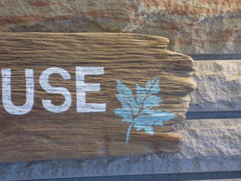 hand painted on weathered driftwood plank LAKE HOUSE Rustic cabin wall decor Driftwood Sign 22 long
