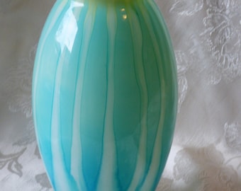 Art Glass Vase - Flash Paint - Franco Italy - Turquoise/Aqua - Gift