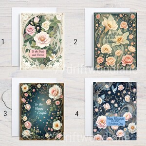 Cartes de mariage - Style Art nouveau - Finition satinée de qualité photo - 4 modèles - Roses - 5 x 7"