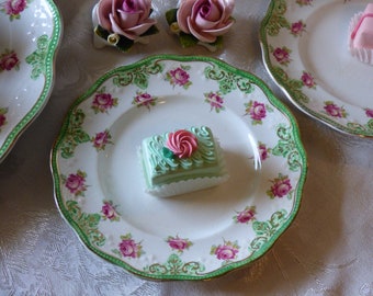 Antique Bishop Stonier Porcelain Plate Set: Tea Party China